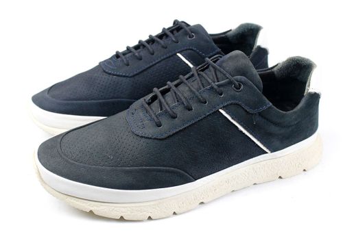 Преоценени мъжки обувки от естествена кожа в синьо- Модел Остин