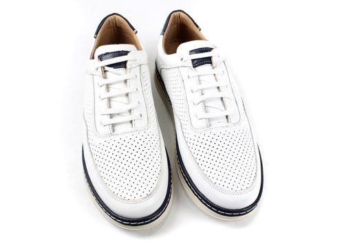 Преоценени мъжки ежедневни обувки с връзки в бяло - Модел Карлос.