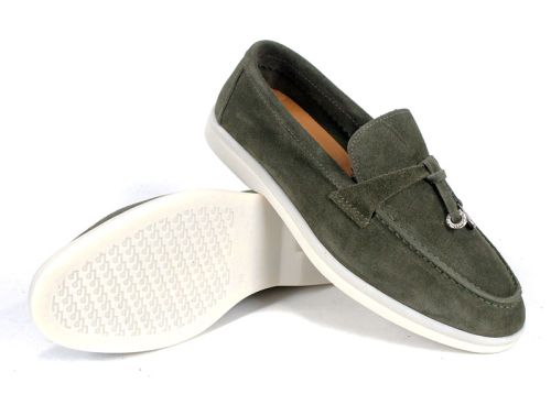 Мистика – дамски мокасини от естествен велур каки с гъвкаво ходило и кожена стелка