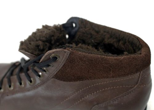 Мъжки зимни боти от естествена кожа в кафяво с топъл хастар и кларково ходило