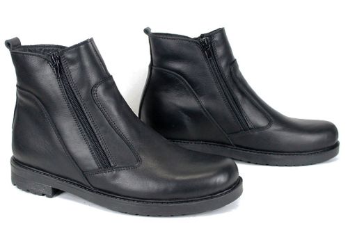 Мъжки боти от естествена кожа с два ципа в черно - модел Вито