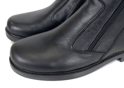 Мъжки боти от естествена кожа с два ципа в черно - модел Вито