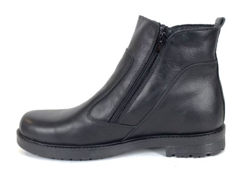 Мъжки боти от естествена кожа с два ципа в черно - модел Вито