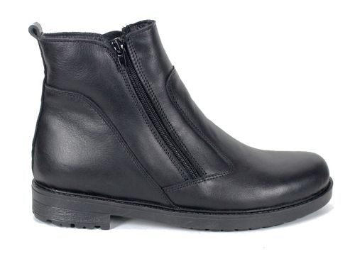 Мъжки боти от естествена кожа с два ципа в черно - модел Вито