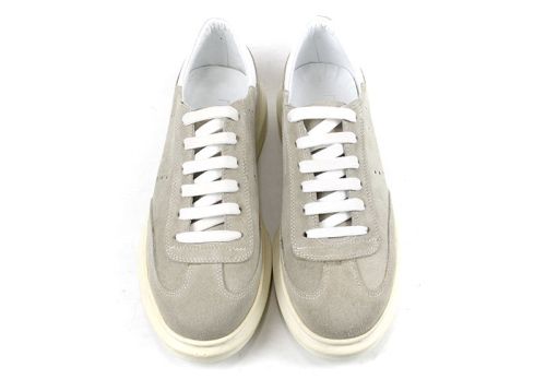 Преоценени мъжки, спортни обувки от естествен велур в бежово - Модел Ринго.