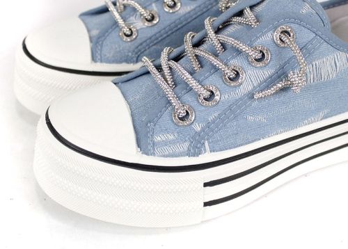 дамски кецове светъл деним на платформа, модел 2902-4