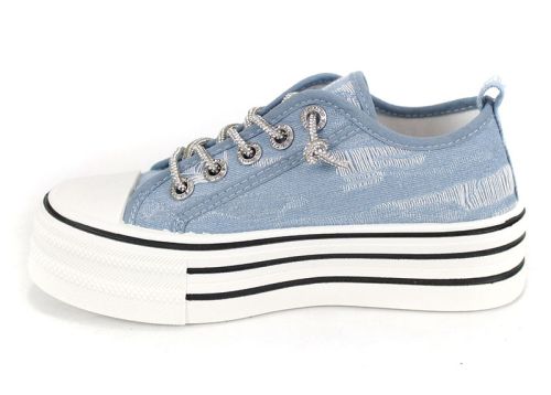 дамски кецове светъл деним на платформа, модел 2902-4