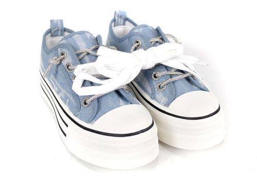 дамски кецове светъл деним на платформа, модел 2902-4