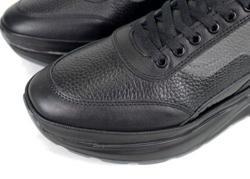 Мъжки спортни обувки Silente Nero от естествена кожа – черни и сиви, мемори пяна, гъвкаво ходило