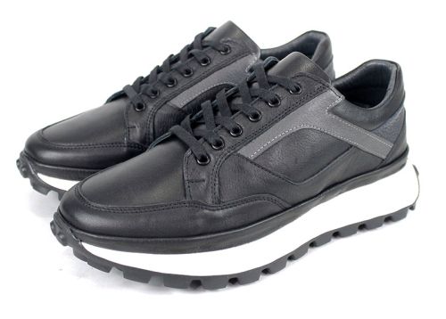 Мъжки спортни обувки от естествена кожа в черно Verso Notte – комфорт и стил