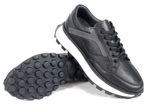 Мъжки спортни обувки от естествена кожа в черно Verso Notte – комфорт и стил