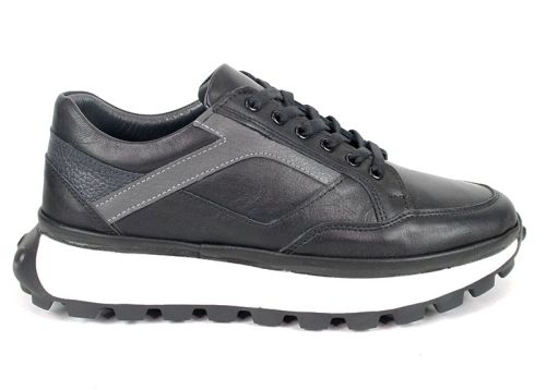 Мъжки спортни обувки от естествена кожа в черно Verso Notte – комфорт и стил