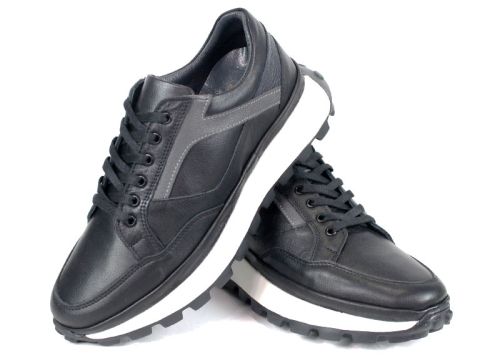 Мъжки спортни обувки от естествена кожа в черно Verso Notte – комфорт и стил