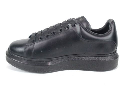 Мъжки спортни обувки от естествена кожа Nero Dentro – черни, с шито ходило