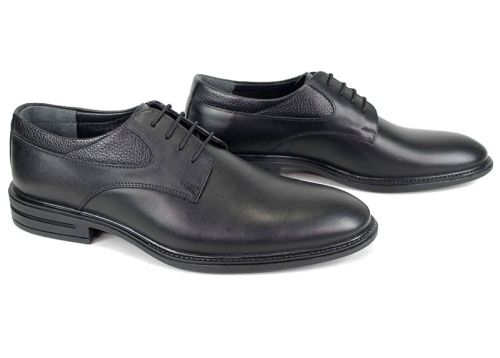 Мъжки официални обувки Verso Notte от черна естествена кожа – напа и флотер, с елегантно гъвкаво ходило