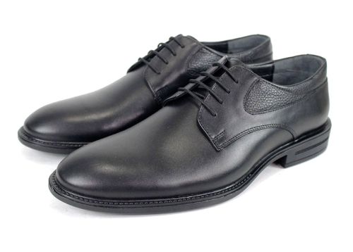 Мъжки официални обувки Verso Notte от черна естествена кожа – напа и флотер, с елегантно гъвкаво ходило