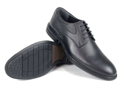 Мъжки официални обувки Verso Notte от черна естествена кожа – напа и флотер, с елегантно гъвкаво ходило