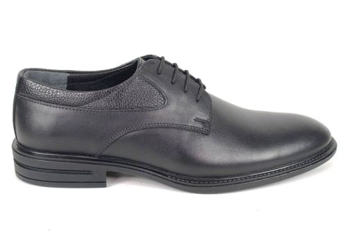 Мъжки официални обувки Verso Notte от черна естествена кожа – напа и флотер, с елегантно гъвкаво ходило