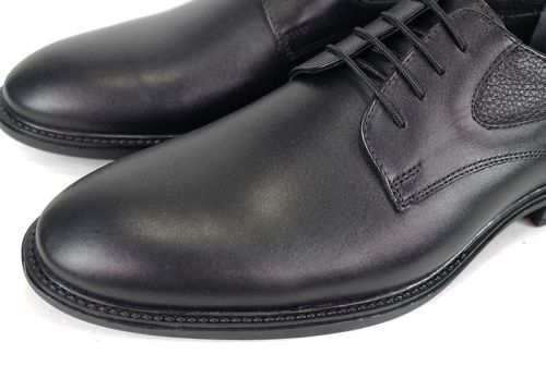 Мъжки официални обувки Verso Notte от черна естествена кожа – напа и флотер, с елегантно гъвкаво ходило