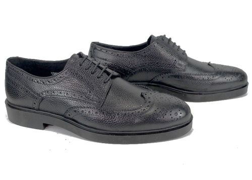 Мъжки официални обувки Linea Ombra – черни Oxford от естествена кожа флотер