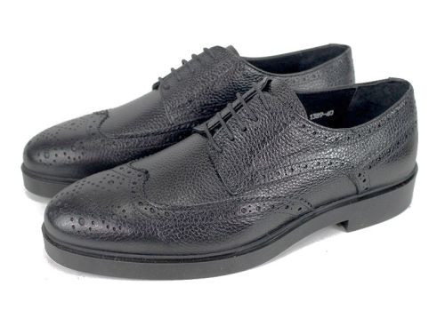 Мъжки официални обувки Linea Ombra – черни Oxford от естествена кожа флотер