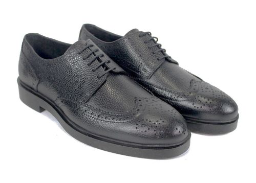 Мъжки официални обувки Linea Ombra – черни Oxford от естествена кожа флотер