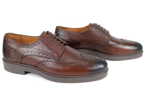 Мъжки официални обувки Linea Ombra – кафяви Oxford от естествена кожа