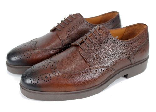 Мъжки официални обувки Linea Ombra – кафяви Oxford от естествена кожа