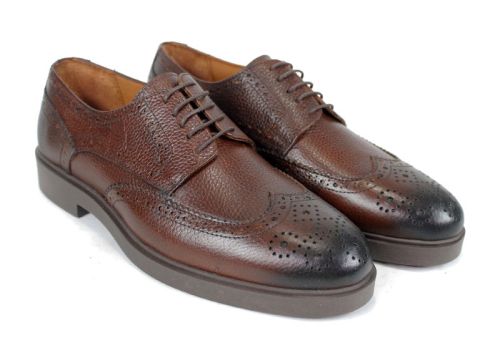 Мъжки официални обувки Linea Ombra – кафяви Oxford от естествена кожа