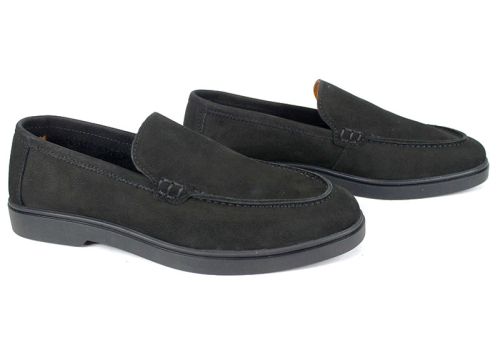 Мъжки мокасини Notte Morbida – черен естествен набук с гъвкаво олекотено ходило