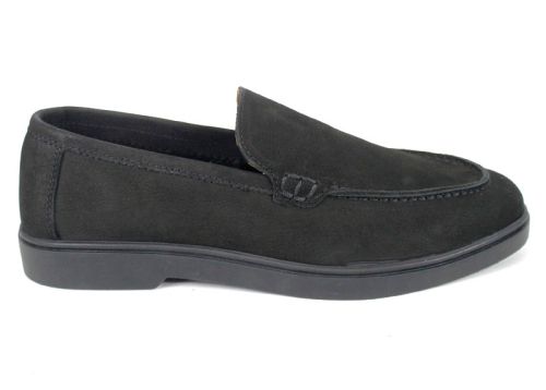 Мъжки мокасини Notte Morbida – черен естествен набук с гъвкаво олекотено ходило