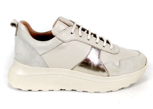 Дамски сникърси Aurea Luce от естествена кожа и велур с бежов цвят и златист детайл