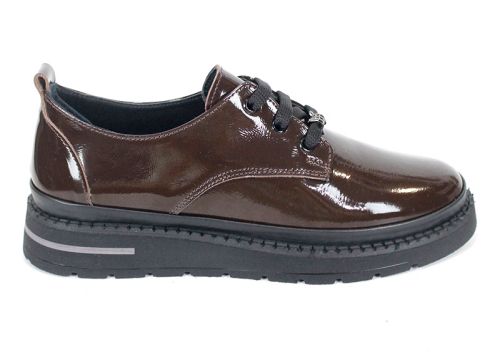 дамски ежедневни обувки от естествен лак в кафяво – Classica Bruna