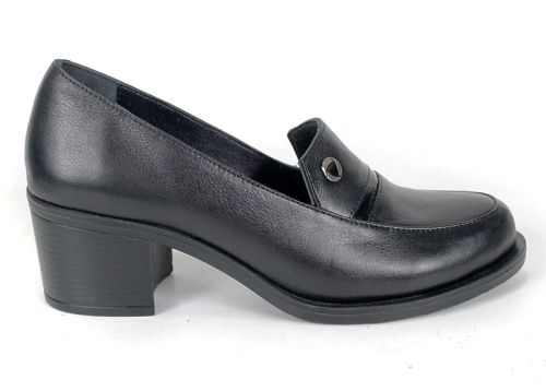 дамски обувки на ток от естествена кожа с лак детайл – Eleganza Classica