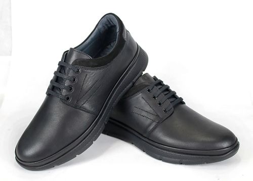 Мъжки ежедневни обувки от черна естествена кожа - модел Comfort City