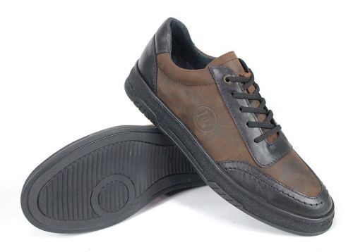 мъжки ежедневни обувки Noir Rustique от естествена кожа в черно и кафяво