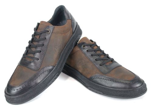 мъжки ежедневни обувки Noir Rustique от естествена кожа в черно и кафяво