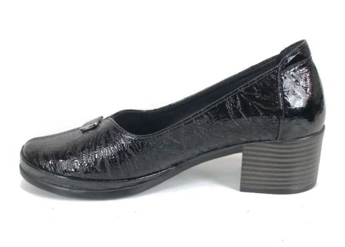 Дамски обувки Linea Classica от естествен мачкан лак с удобен средно висок ток