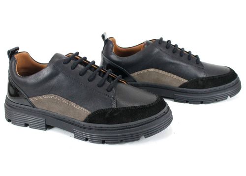 дамски ежедневни обувки Terra Nova от черна кожа и велур визон