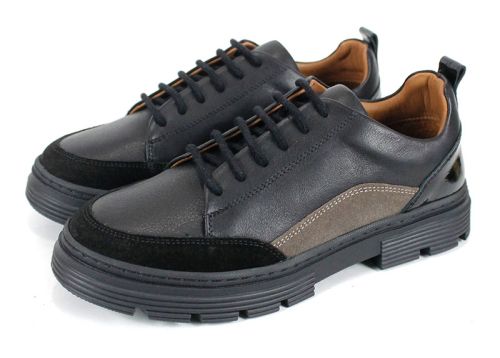 дамски ежедневни обувки Terra Nova от черна кожа и велур визон