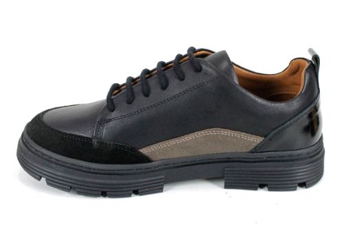 дамски ежедневни обувки Terra Nova от черна кожа и велур визон