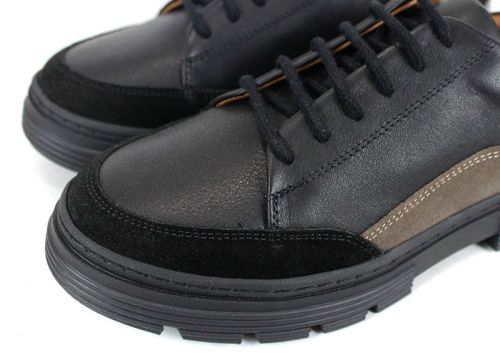 дамски ежедневни обувки Terra Nova от черна кожа и велур визон