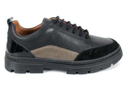 дамски ежедневни обувки Terra Nova от черна кожа и велур визон