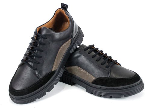 дамски ежедневни обувки Terra Nova от черна кожа и велур визон