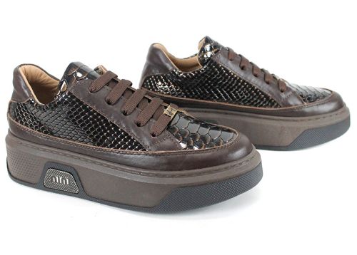 дамски обувки Vita Elegante от естествена кожа и лак със змийска щампа