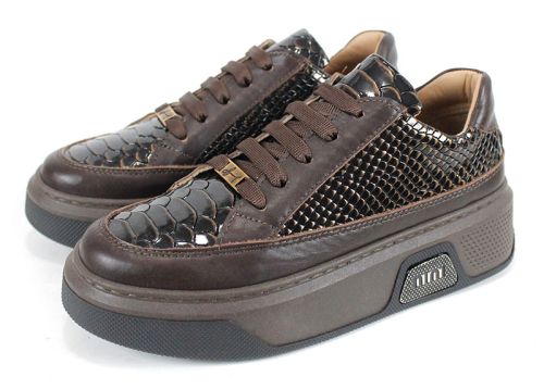 дамски обувки Vita Elegante от естествена кожа и лак със змийска щампа