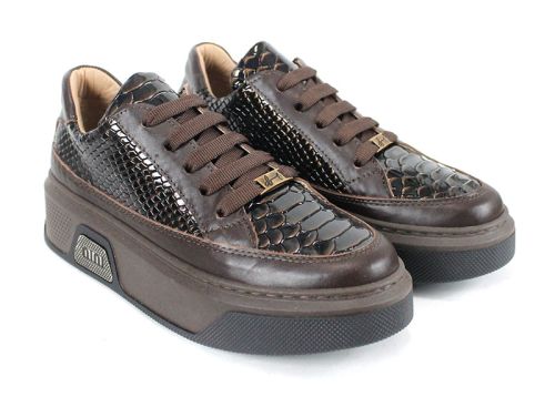 дамски обувки Vita Elegante от естествена кожа и лак със змийска щампа