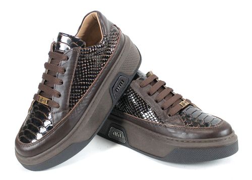 дамски обувки Vita Elegante от естествена кожа и лак със змийска щампа