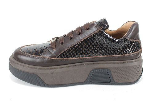 дамски обувки Vita Elegante от естествена кожа и лак със змийска щампа