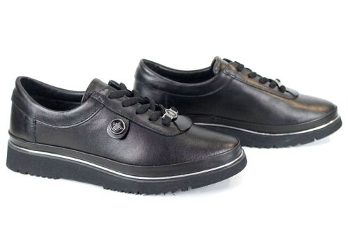 дамски обувки Linea Nova изцяло черни от естествена кожа